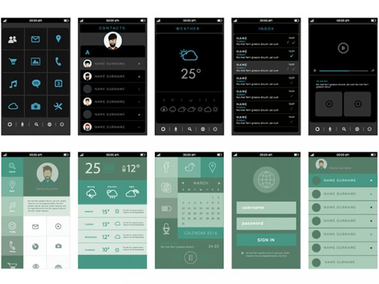 Mobile App UI Free Assets Kit - PSDDD.co